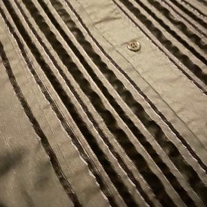 New York & Company Stretch Black Button Down w/ Velvet Detail, Size M